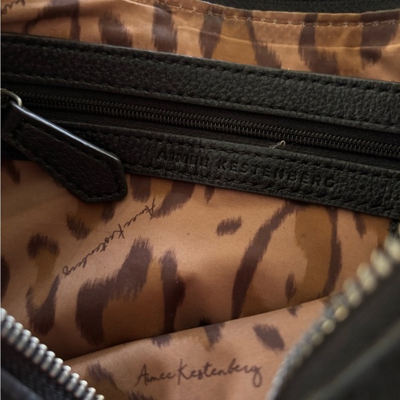 Aimee Kestenberg Nubuck Leather Zip Shoulder Bag Austin Vibes Black Small 10X7.5 - Picture 9 of 10